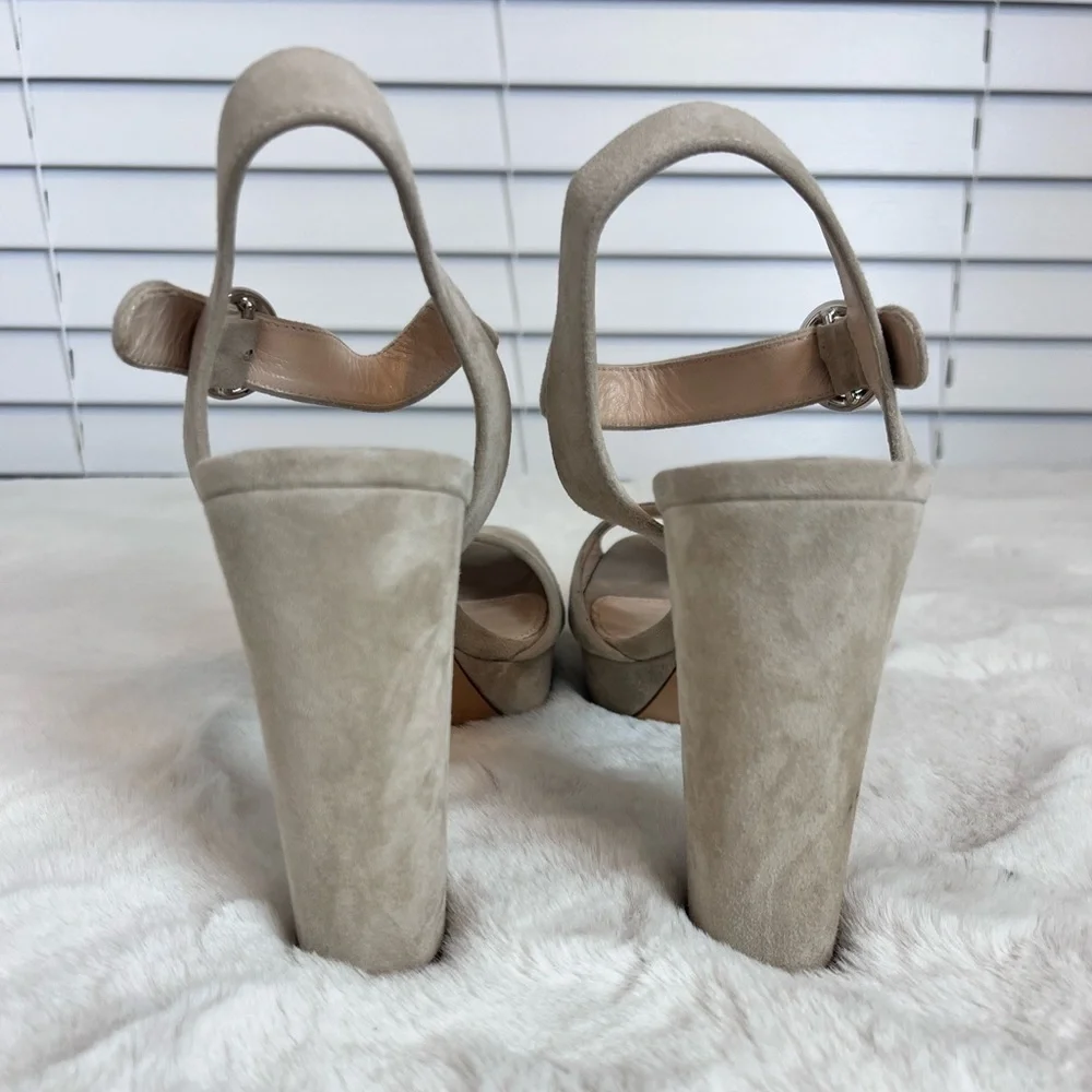 PRADA Nude Suede Platform Heels Size 40.5 (10.5)